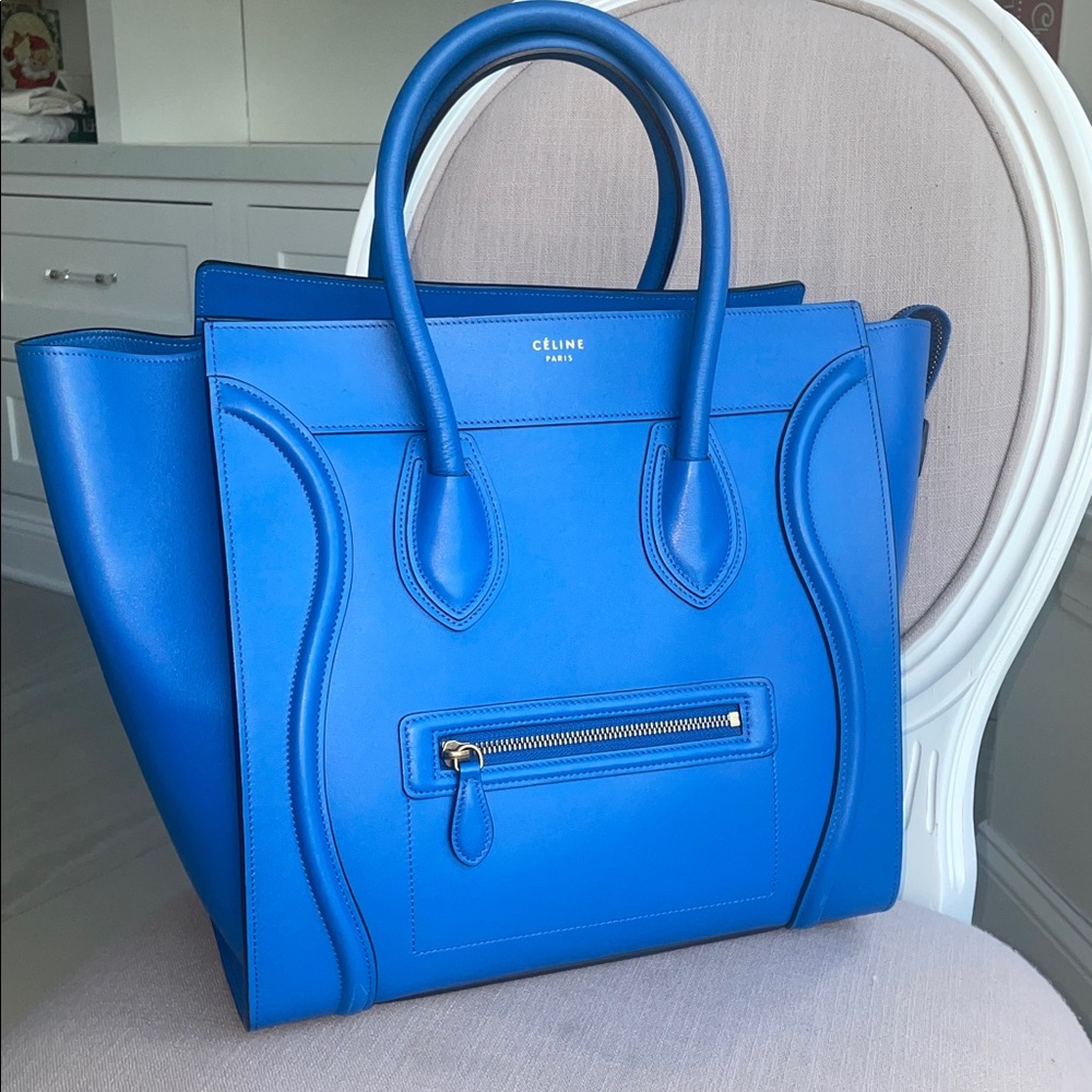 Celine Palmelato Mini Luggage Electric Blue - Picture 4 of 14